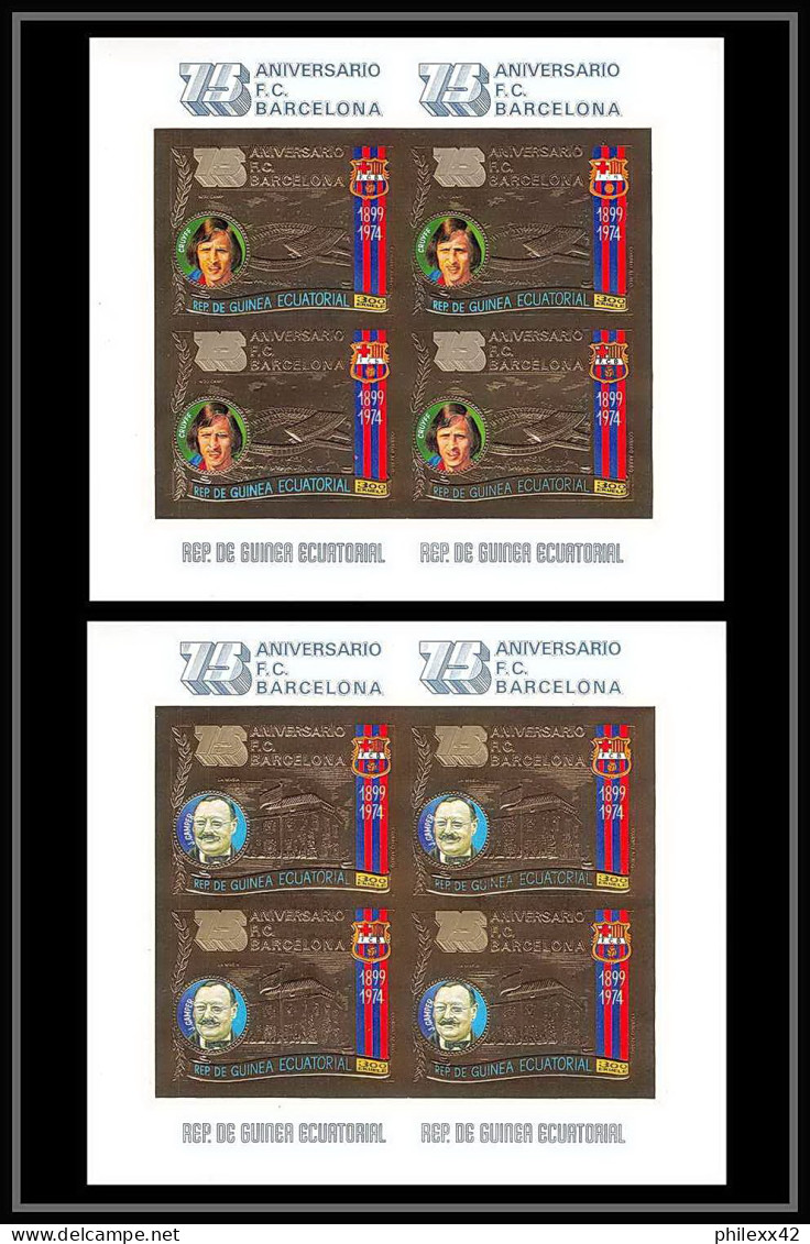 139 Guinée équatoriale Guinea N°453/54 OR Gold Stamps Football Soccer FC Barcelona Gamper Cruyff NON DENTELE ** Imperf - Club Mitici