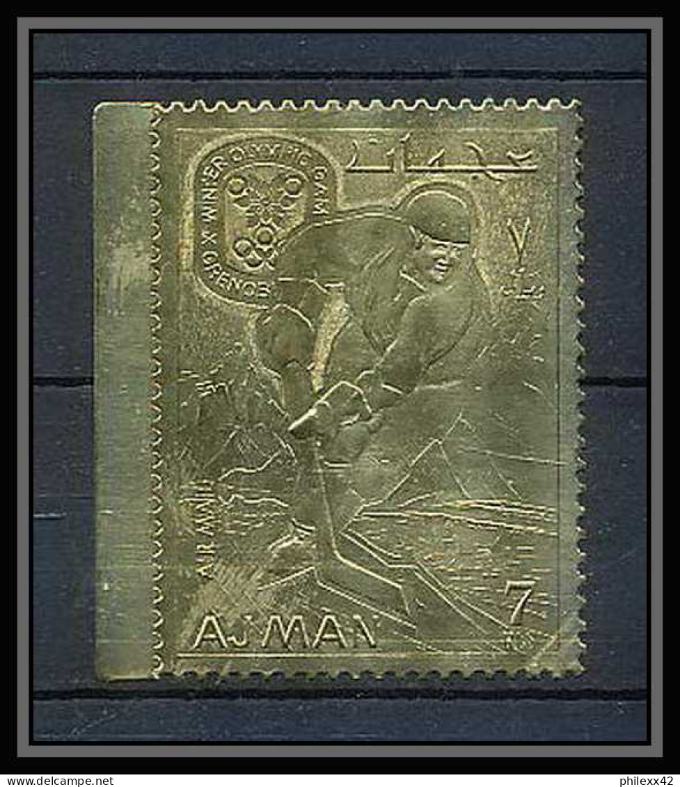 217 Ajman OR Gold Stamps Jeux Olympiques Olympic Games GRENOBLE 1968 HOCKEY (ice Hockey) - Winter 1968: Grenoble