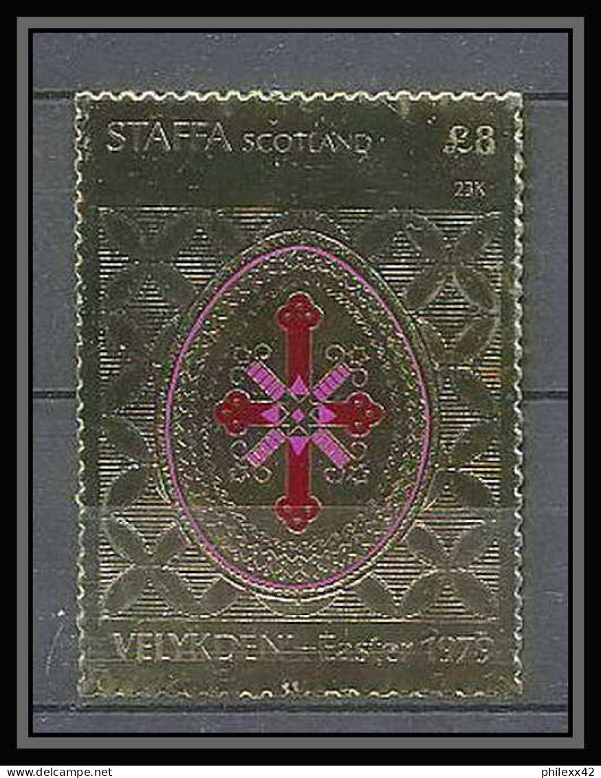 222 Staffa Scotland OR Gold Stamps 8£ VELIKDEN EASTER Paques 1979 - Escocia