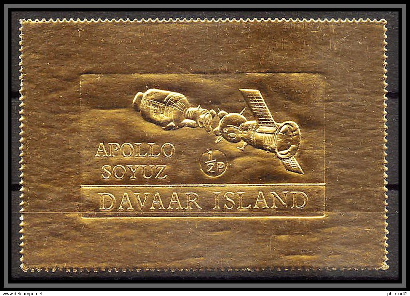 310a Davaar Scotland Apollo 1/2 P Soyuz (soyouz Sojus) Timbres OR Gold Stamps Géant Large - Escocia