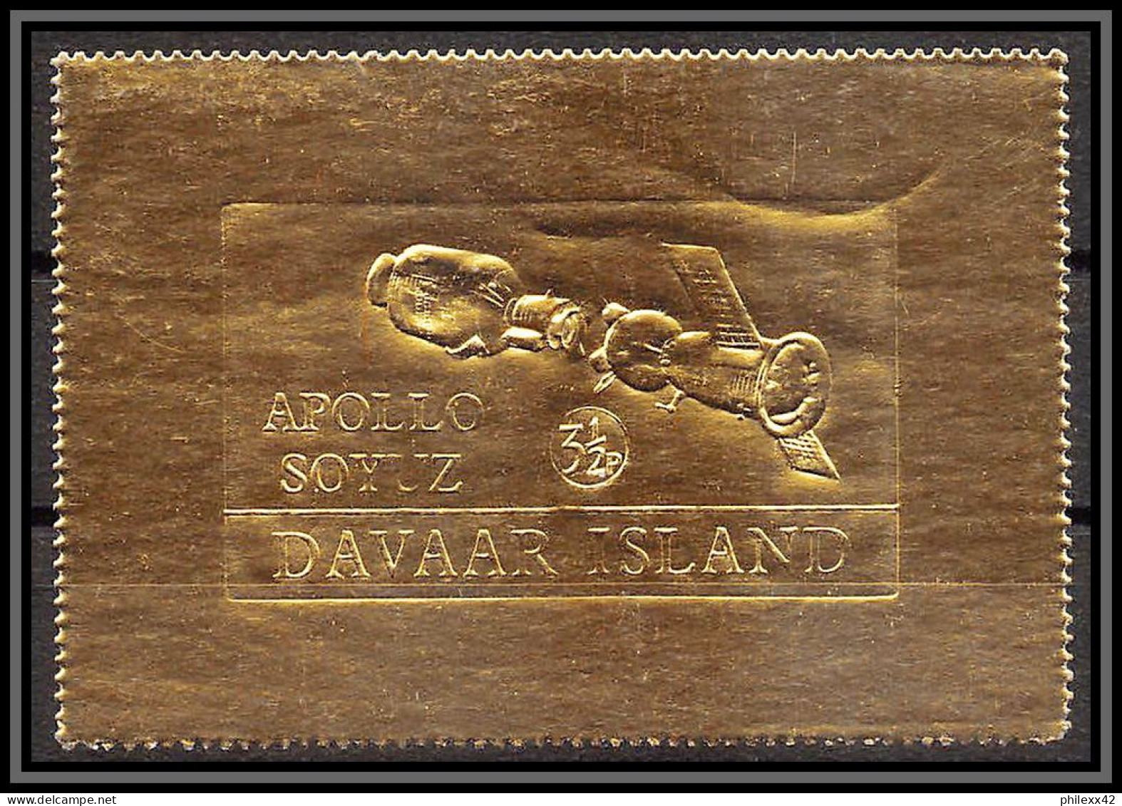 310z Davaar Scotland Apollo 1 P + 1/2 P + 3 1/2p + 10p 4 Valeurs Soyuz (soyouz Sojus) Timbres OR Gold Stamps Géant Large - Scozia