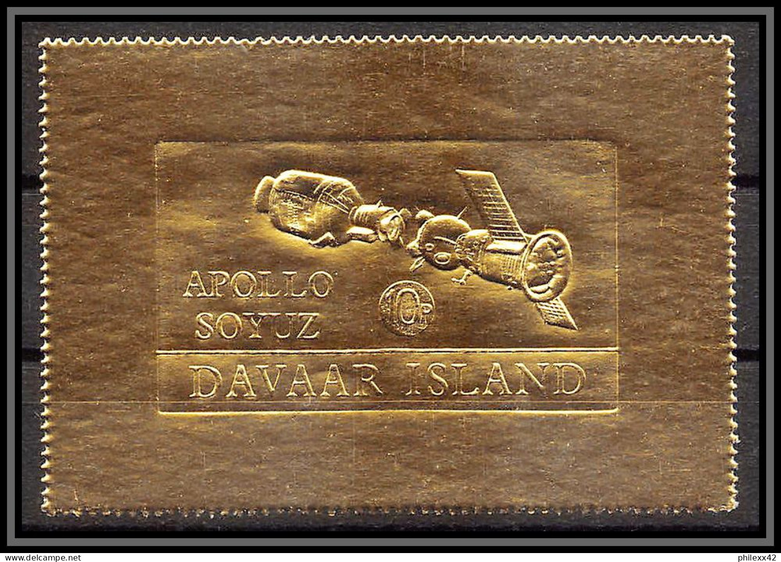 310z Davaar Scotland Apollo 1 P + 1/2 P + 3 1/2p + 10p 4 Valeurs Soyuz (soyouz Sojus) Timbres OR Gold Stamps Géant Large - Escocia