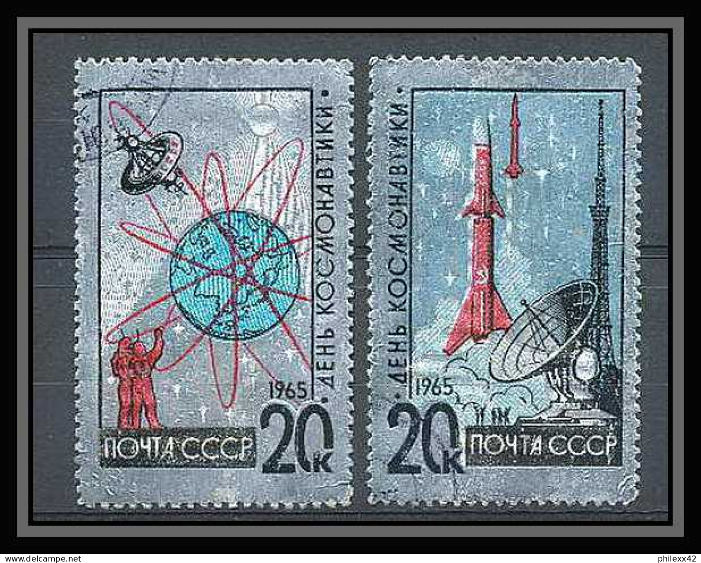 407 Russie (Russia Urss USSR) Espace Space Argent Silver 2953/4 Obliteré - Russie & URSS