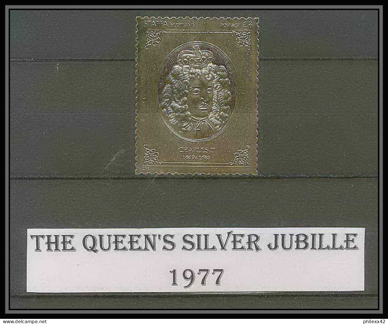 461 Staffa Scotland The Queen's Silver Jubilee 1977 OR Gold Stamps Monarchy United Kingdom Charles 2 Type 1 Neuf** Mnh - Emissione Locali