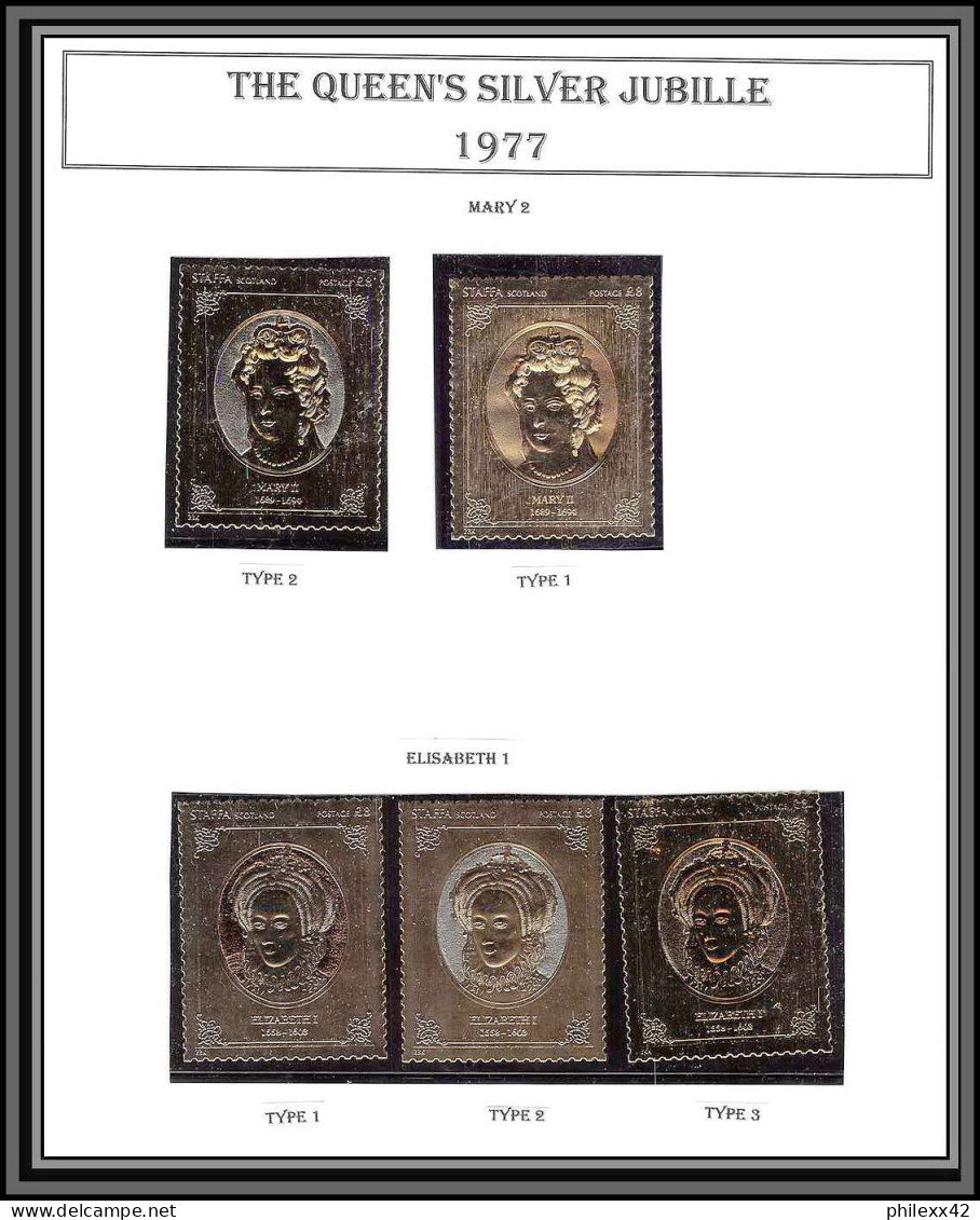 471a Collection Staffa Scotland - The Queen's Silver Jubilee 1977 36 OR Gold Stamps King/Monarchy United Kingdom ** - Sammlungen (im Alben)