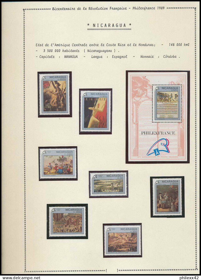 181 Nicaragua Bicentenaire Révolution Francaise N° 1308/1313 + Bf87 + Fdc Philexfrance 89 - French Revolution