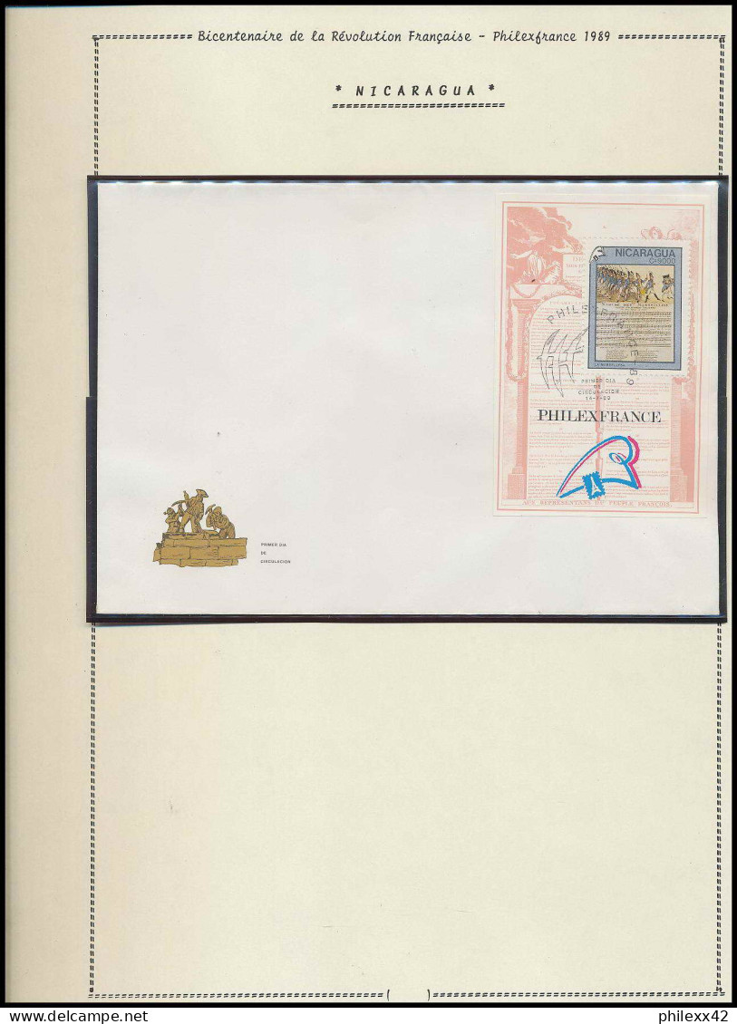 181 Nicaragua Bicentenaire Révolution Francaise N° 1308/1313 + Bf87 + Fdc Philexfrance 89 - Franz. Revolution