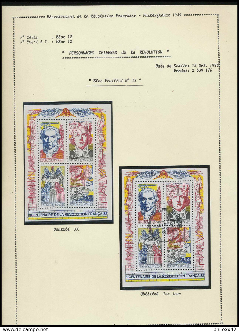 196 France bicentenaire révolution francaise lot N°2667/2670 fdc maximum lettres..