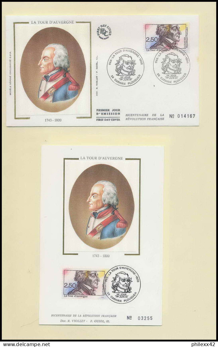 226 France bicentenaire révolution francaise lot N°2700/2703 bloc 13 lettres documents fdc maximum lettres..