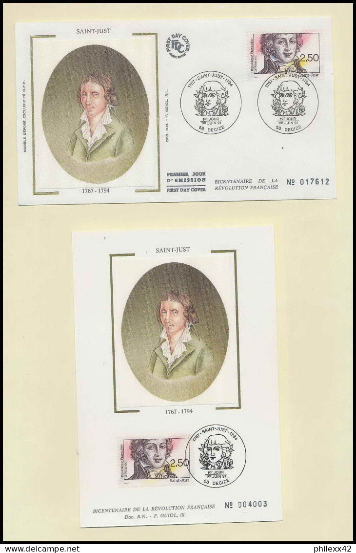 226 France bicentenaire révolution francaise lot N°2700/2703 bloc 13 lettres documents fdc maximum lettres..