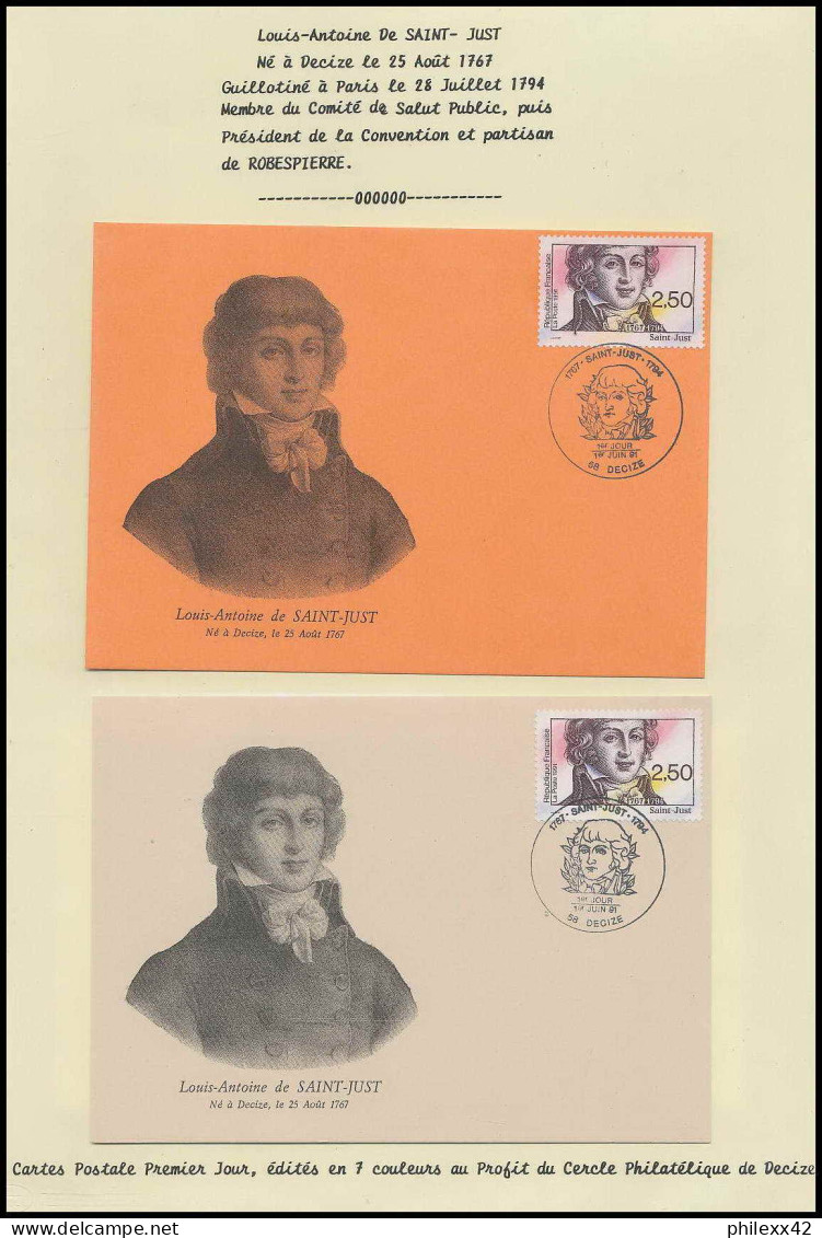 226 France bicentenaire révolution francaise lot N°2700/2703 bloc 13 lettres documents fdc maximum lettres..