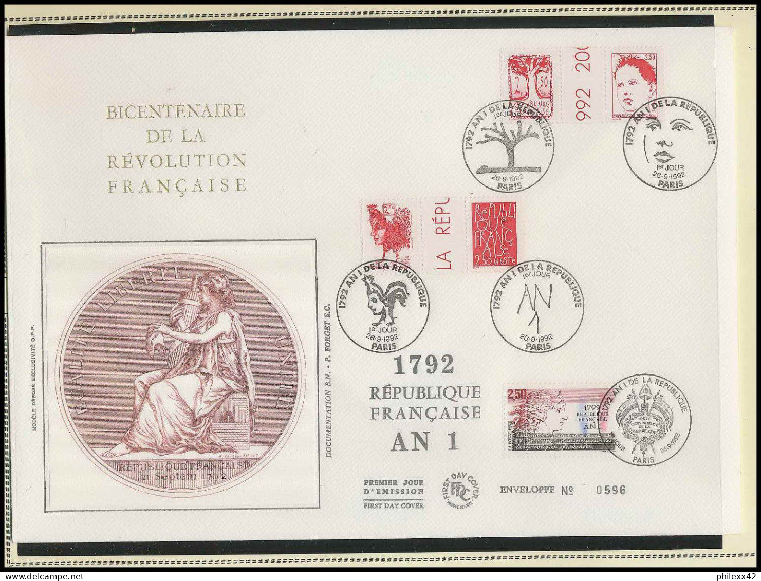 261 France bicentenaire révolution francaise lot N° 2772/2775 LETTRES DOCUMENTS fdc max