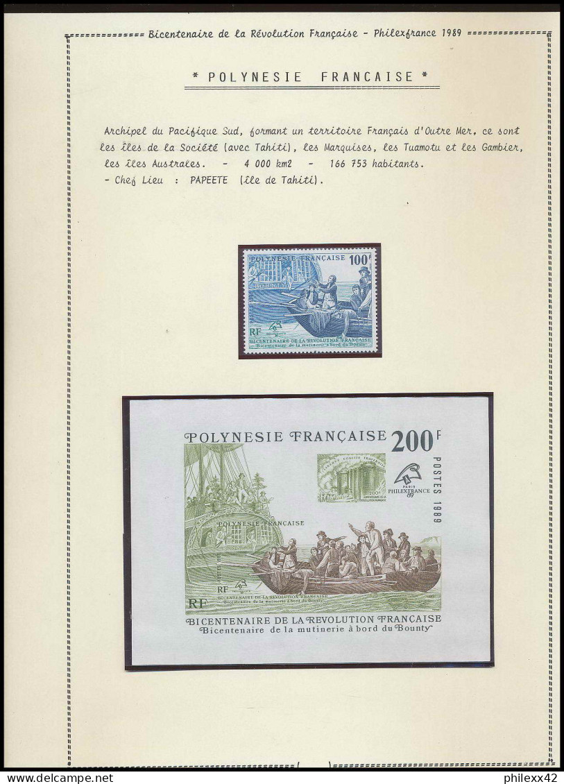 449 Polynésie Bicentenaire Révolution Francaise N° 15 + 336 Feuille Complète (full Sheet) + épreuve De Luxe / Proof - Rivoluzione Francese