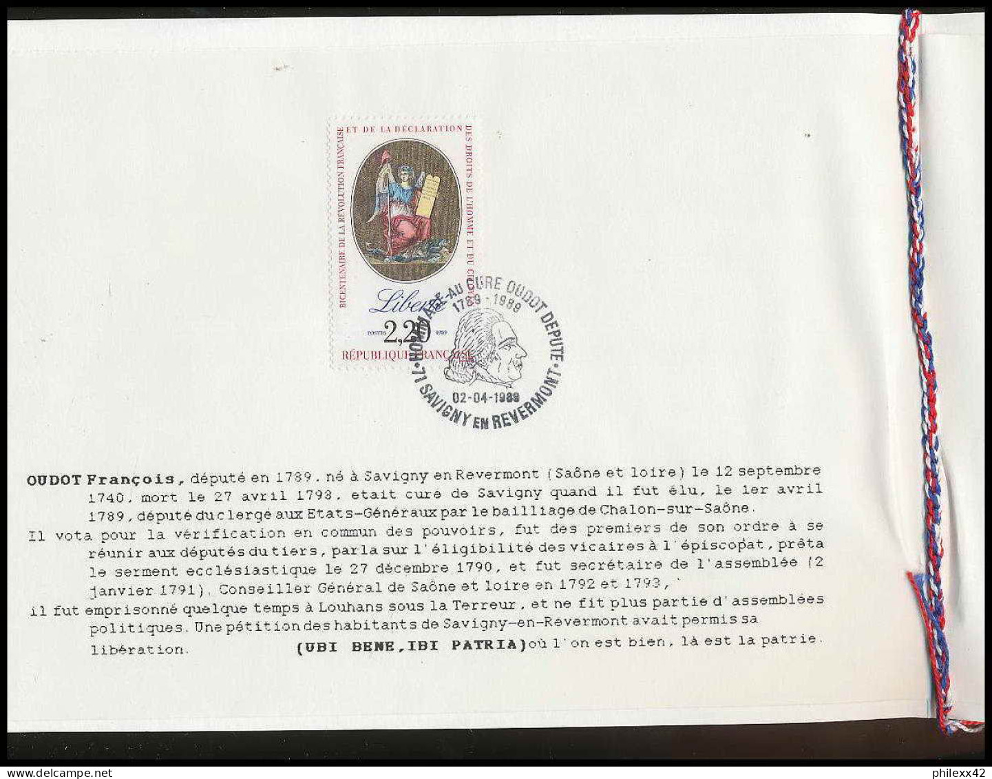 312 France Bicentenaire Révolution Francaise Lot N° 2573/2576 Lettres Documents Fdc Maximum Voir Scans - Rivoluzione Francese