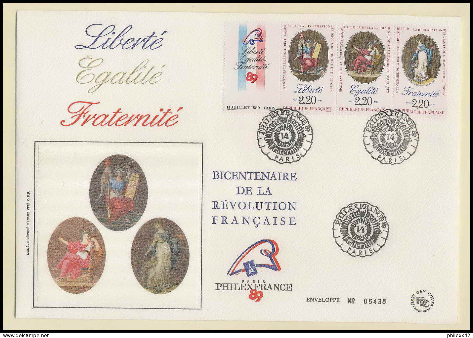 312 France bicentenaire révolution francaise lot N° 2573/2576 lettres documents fdc maximum voir scans