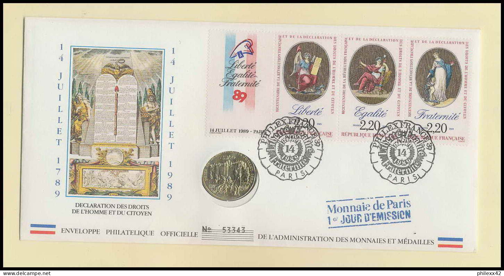 312 France bicentenaire révolution francaise lot N° 2573/2576 lettres documents fdc maximum voir scans