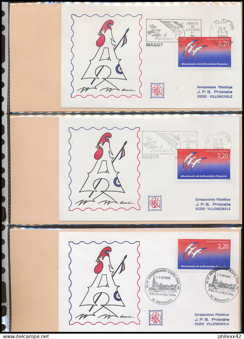 657 France bicentenaire révolution francaise lot N° 2560 folon 111 fdc lettre premier jour différentes