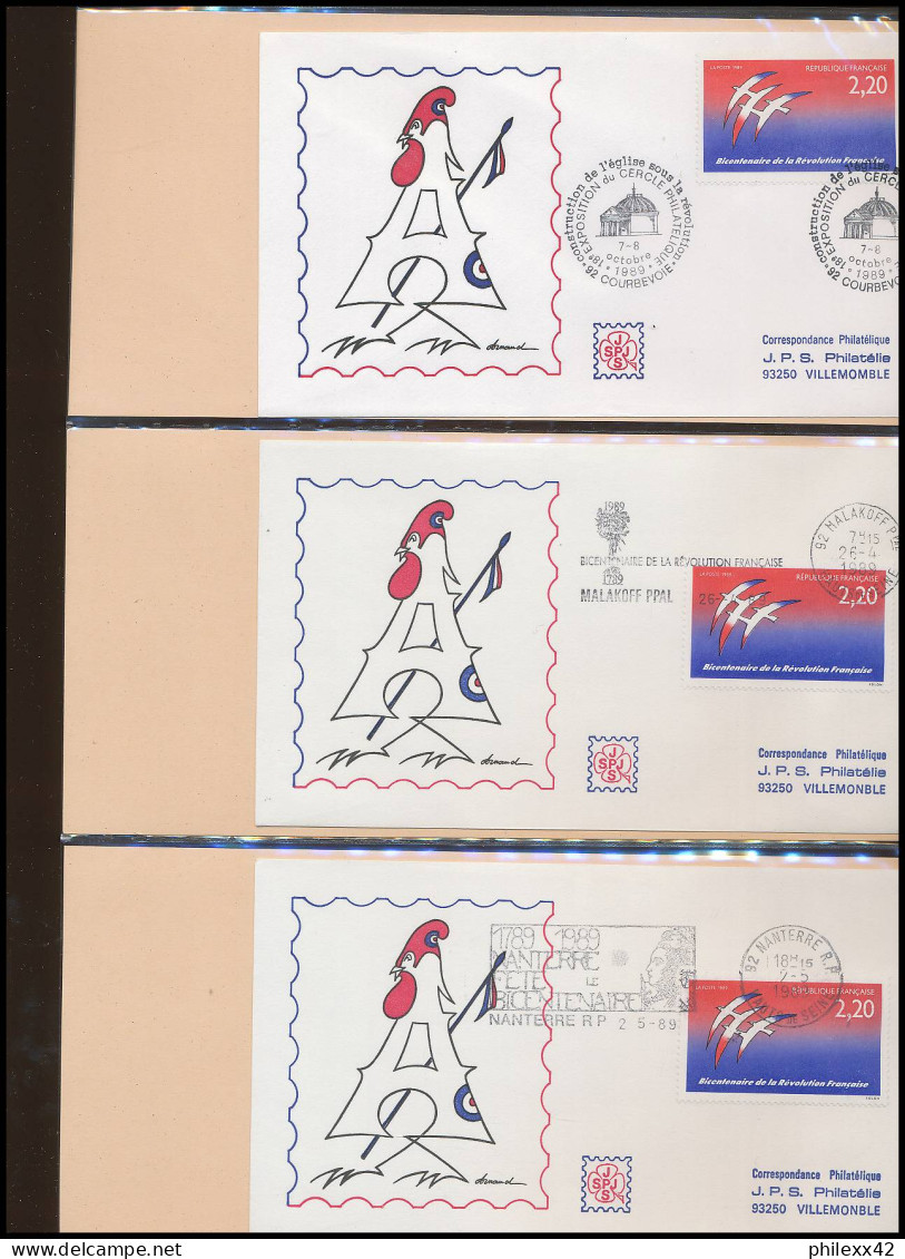 657 France bicentenaire révolution francaise lot N° 2560 folon 111 fdc lettre premier jour différentes