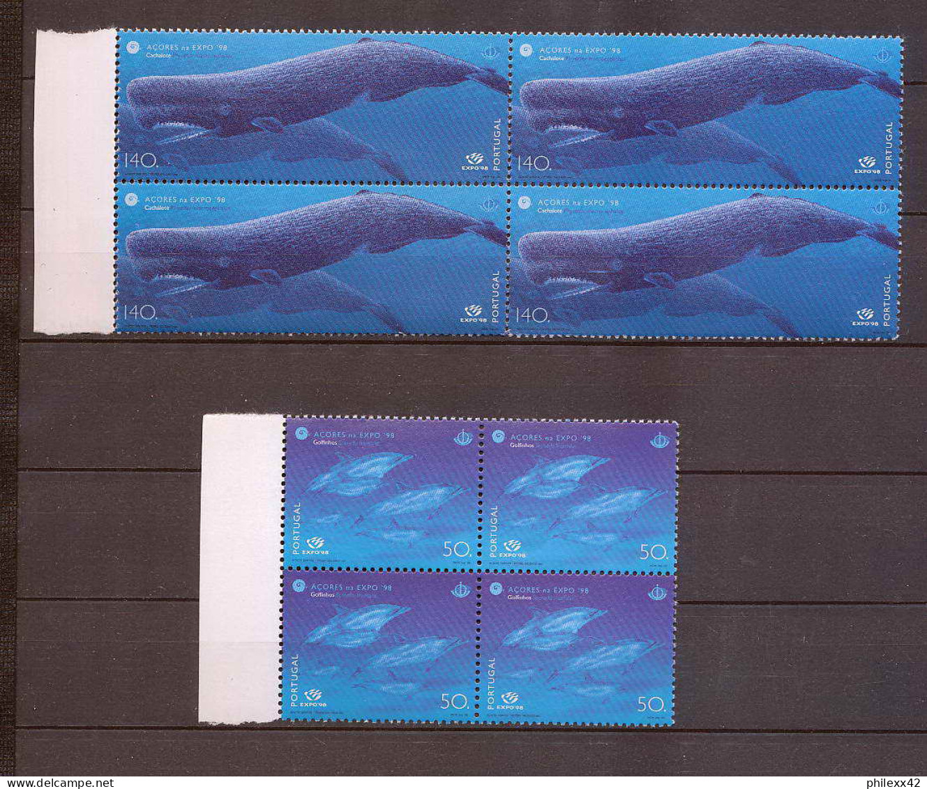 Portugal ACORES - 121 - N° 458/9 Cachalot Dauphin Whale Dolphin BLOC 4 - Ballenas