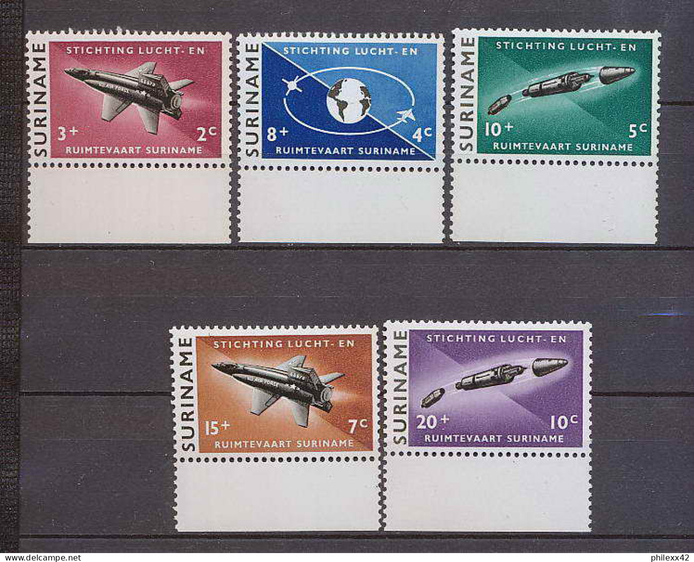 Suriname (Surinam) - 1 - N° 391/95 Espace (space) LOLLONI 2213/15 FUSEE X15 Neuf ** Mnh - Amérique Du Sud