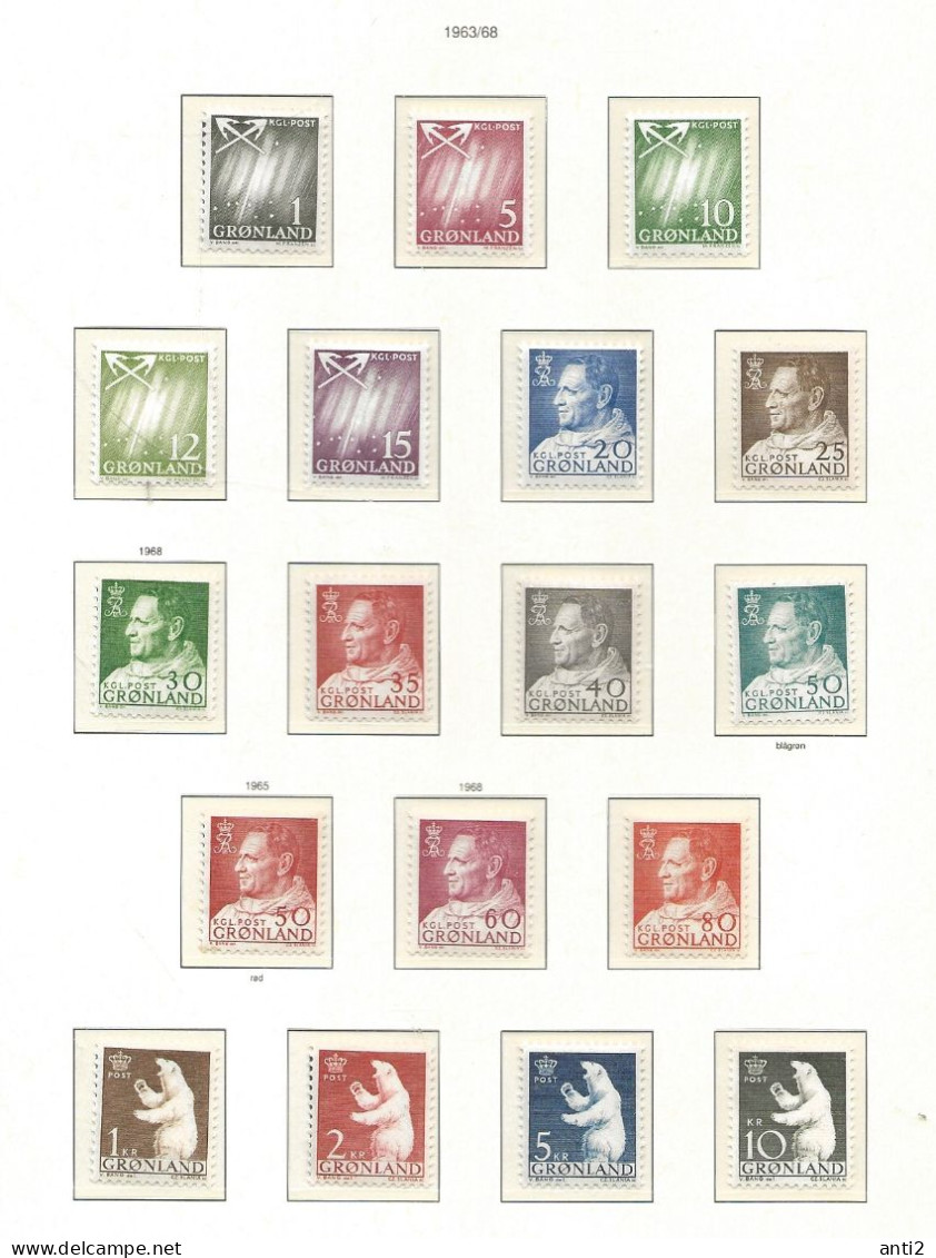 Greenland  1963-1968 Definities - Northern Lights, King Frederik IX, Icebear, 18 Stamps    ,   MNH(**) - Lots & Serien
