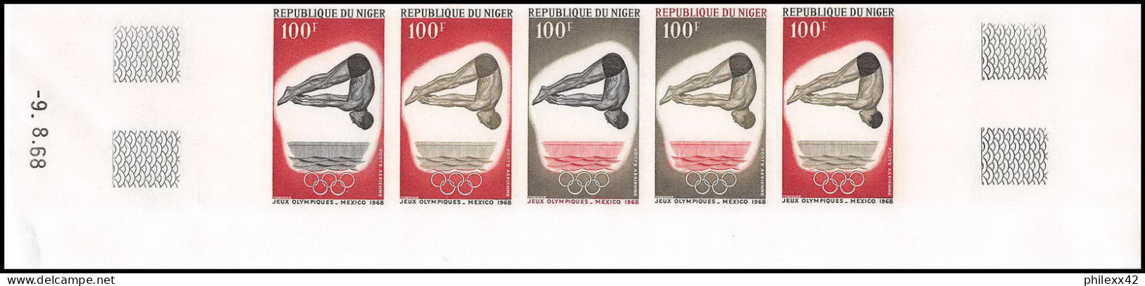 103 Sport Jeux Olympiques (olympic Games) N° 91 Niger Essai (proof) Non Dentelé Imperf ** Mnh Plongeon Dive - Salto De Trampolin