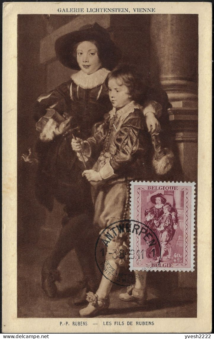 Belgique 1939 Y&T 505. Carte Maximum. Albert Et Nicolas Rubens, Collection Du Prince De Liechtenstein - Rubens