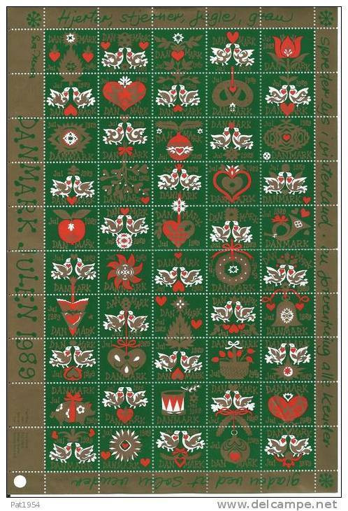 Feuille De Vignettes De Noël Du Danemark 1989 Neuve - Abarten Und Kuriositäten