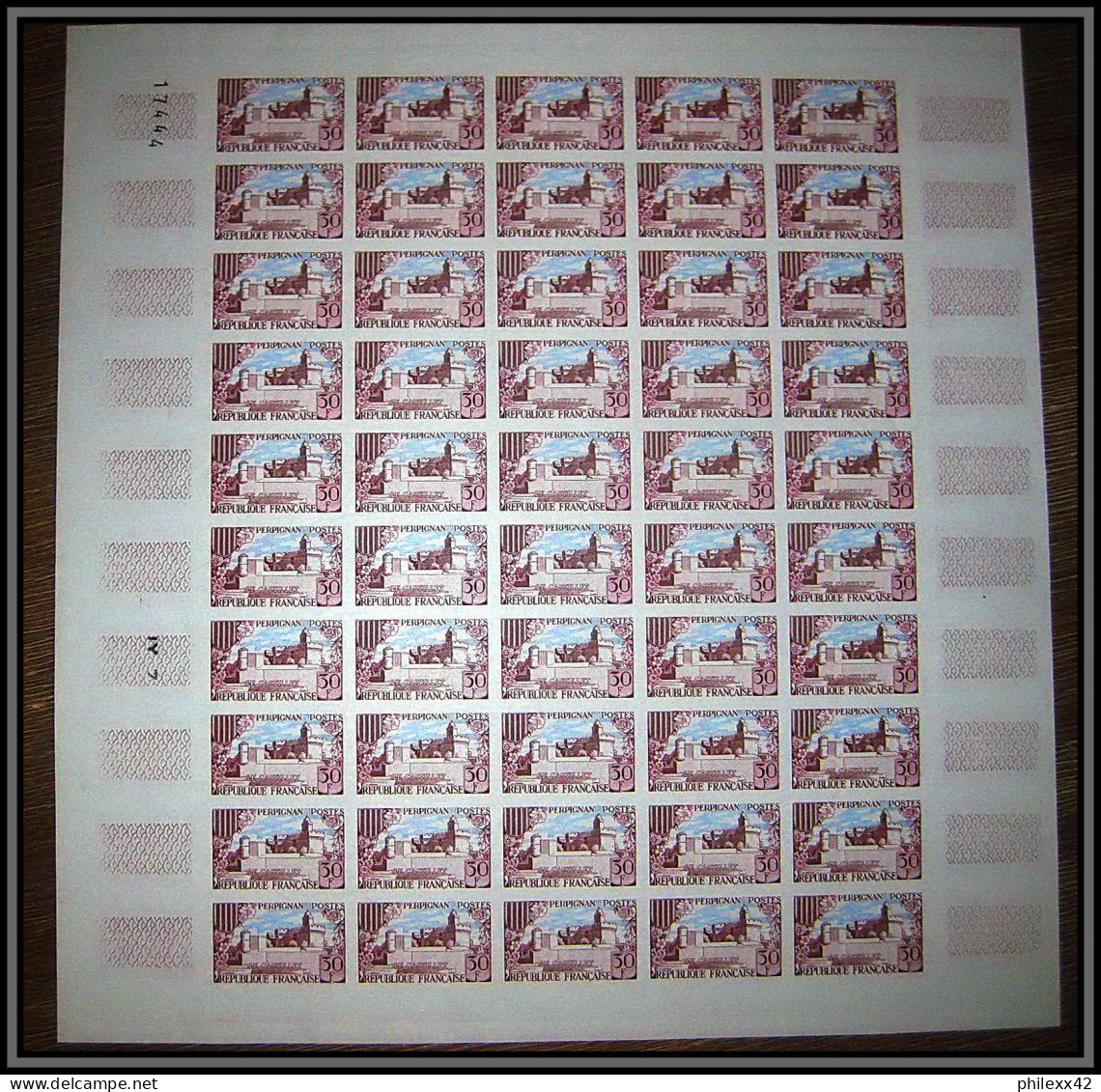 France N°1221/1223 Pyrénées 1959 Non Dentelé ** MNH Feuille Complete (sheet) De 50 Exemplaires (ref GV23) - 1951-1960