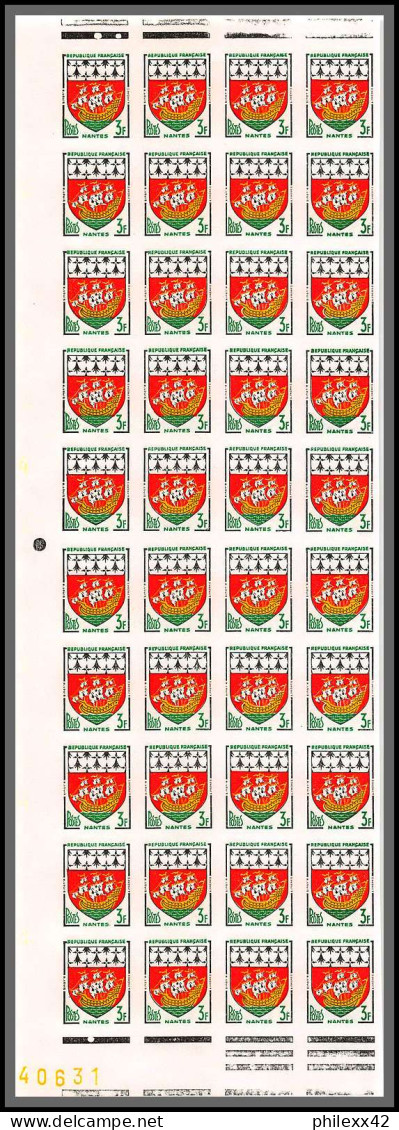 France N°1180/1186 Blasons Armoiries De Villes 1958 Non Dentelé ** MNH Imperf Demi Feuille De 50 Sheet (ref GV23) - 1951-1960