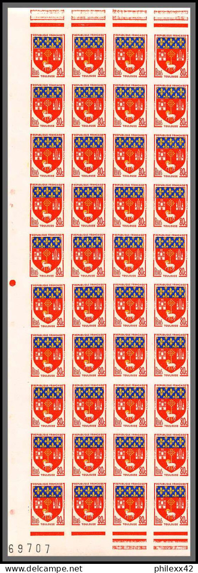 France N°1180/1186 blasons Armoiries de villes 1958 Non dentelé ** MNH Imperf demi feuille de 50 sheet (ref GV23)