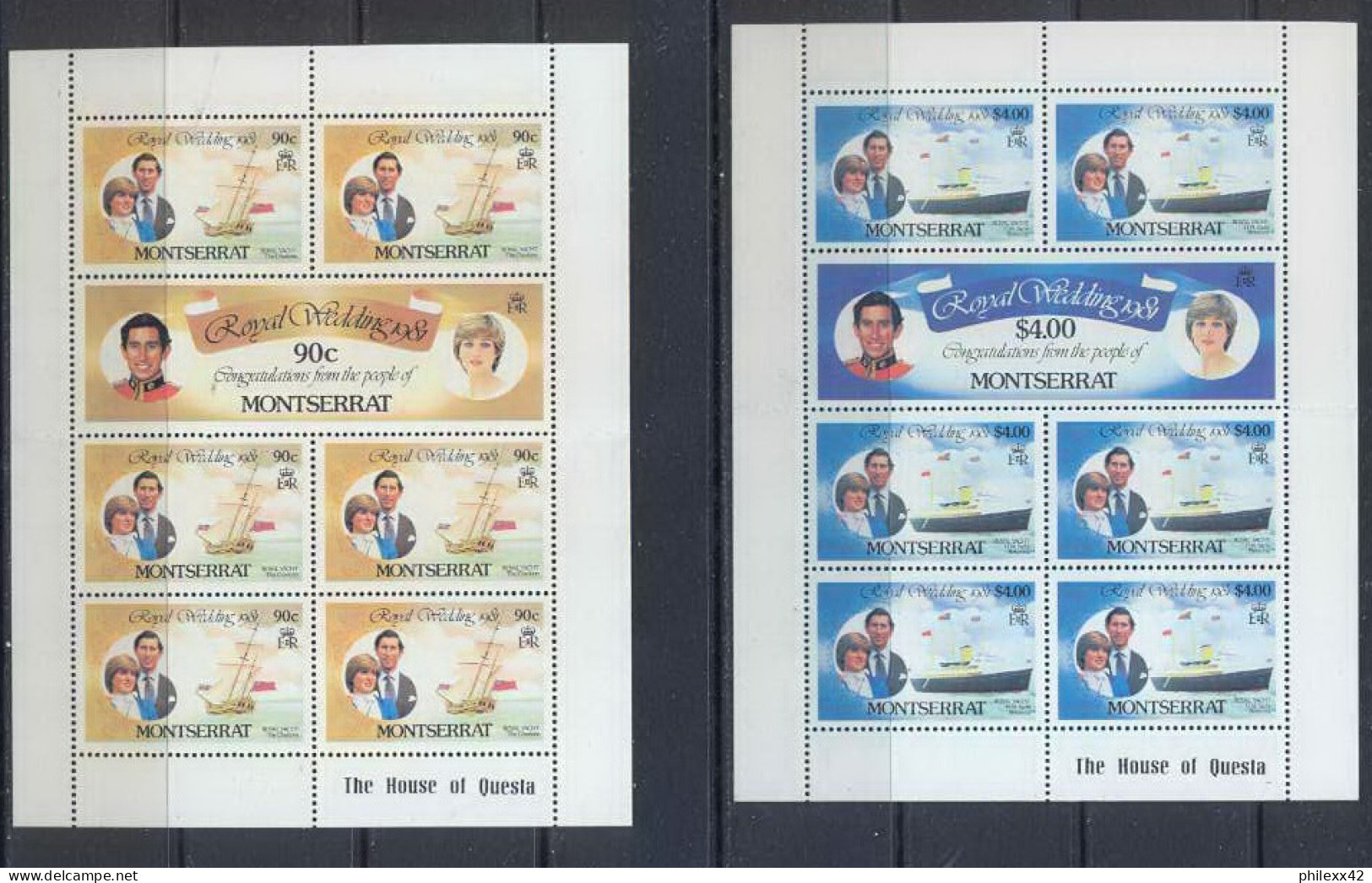 Montserrat 249 N° 466/71 Les 3 Feuilles (sheets)s British Royal Family Lady Di Cote 40 ** MNH - Montserrat