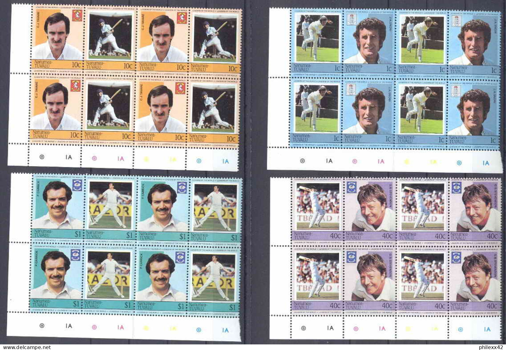 Nanumea Tuvalu335 - Série Sport Cricket Famous Players Bloc 4 MNH ** - Cricket