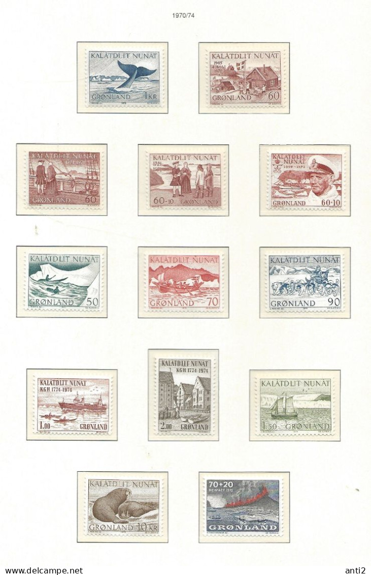 Greenland  1970-1974 13 Different Stamps, Animals, Jubilees MNH(**) - Verzamelingen & Reeksen