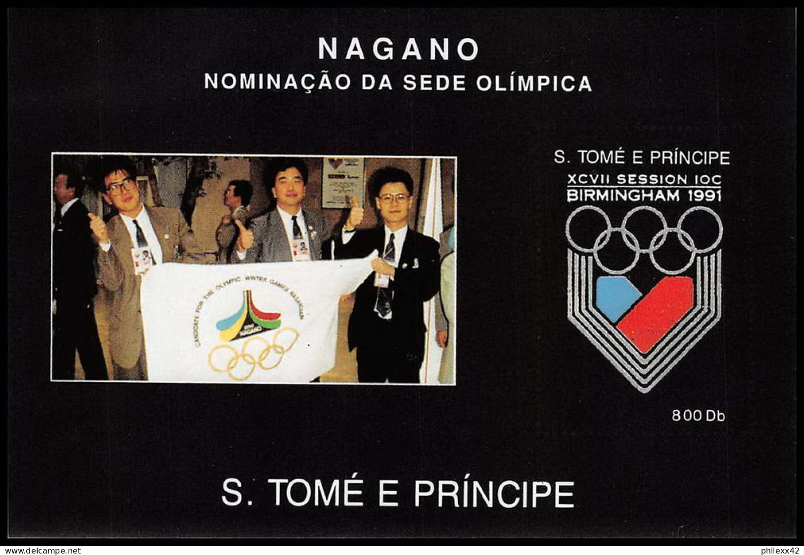 Sao Tome E Principe 193 N° 267 Jeux Olympiques (olympic Games) Birmingham 91 Nagano 98 Non Dentelé Imperf ** MNH - Hiver 1998: Nagano