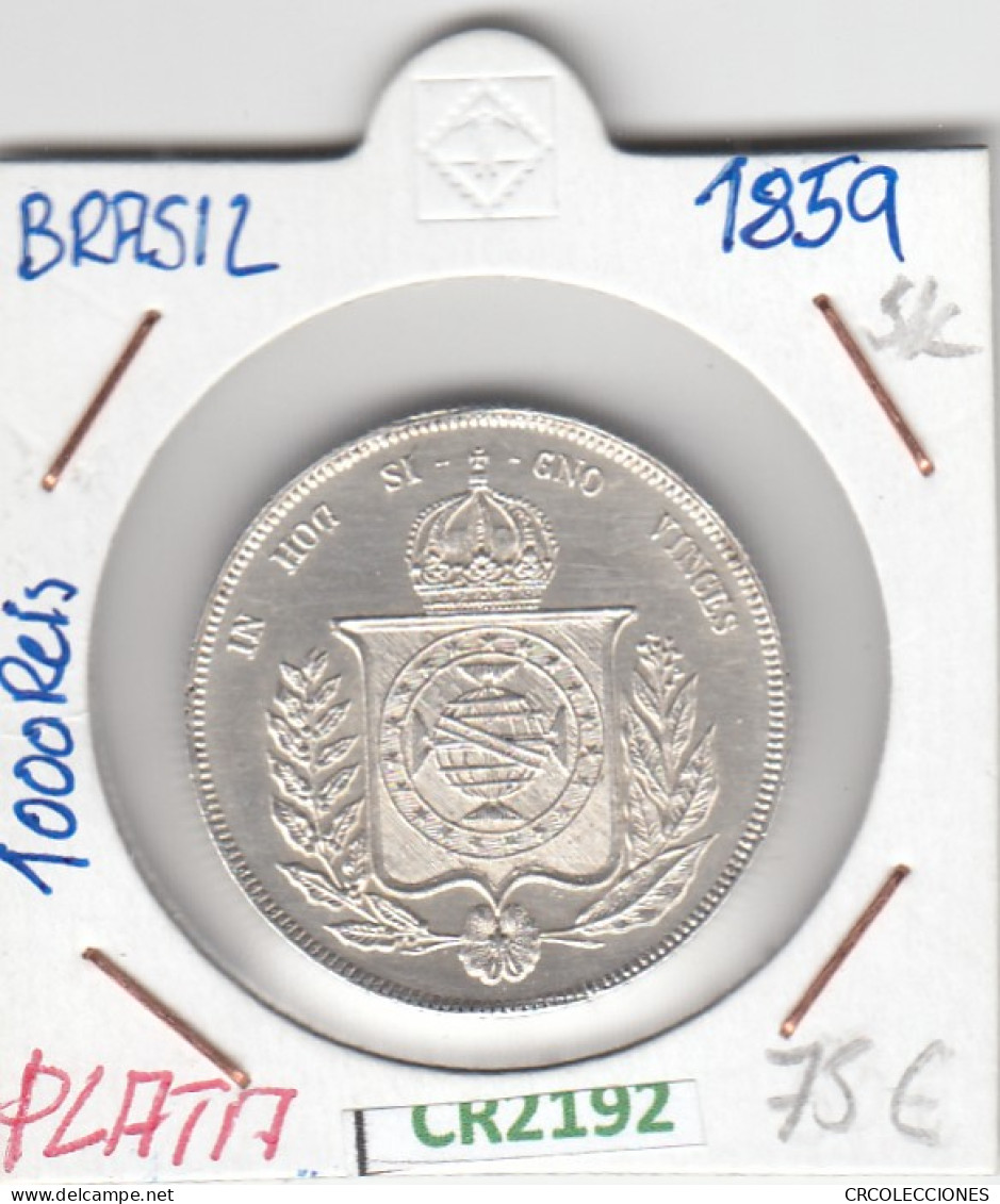 CR2192 MONEDA BRASIL 1000 REIS 1859 PLATA - Autres – Amérique