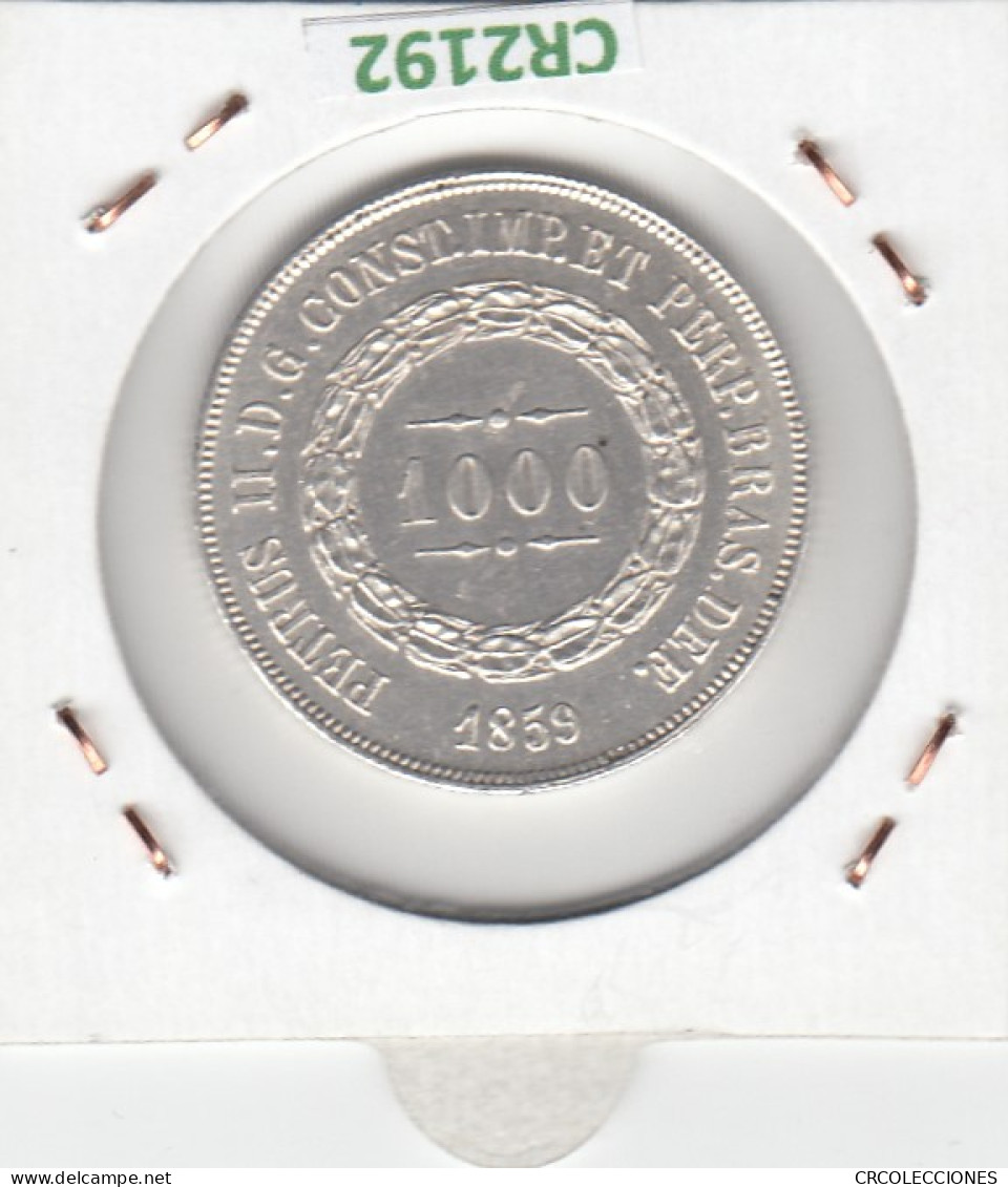 CR2192 MONEDA BRASIL 1000 REIS 1859 PLATA - Otros – América