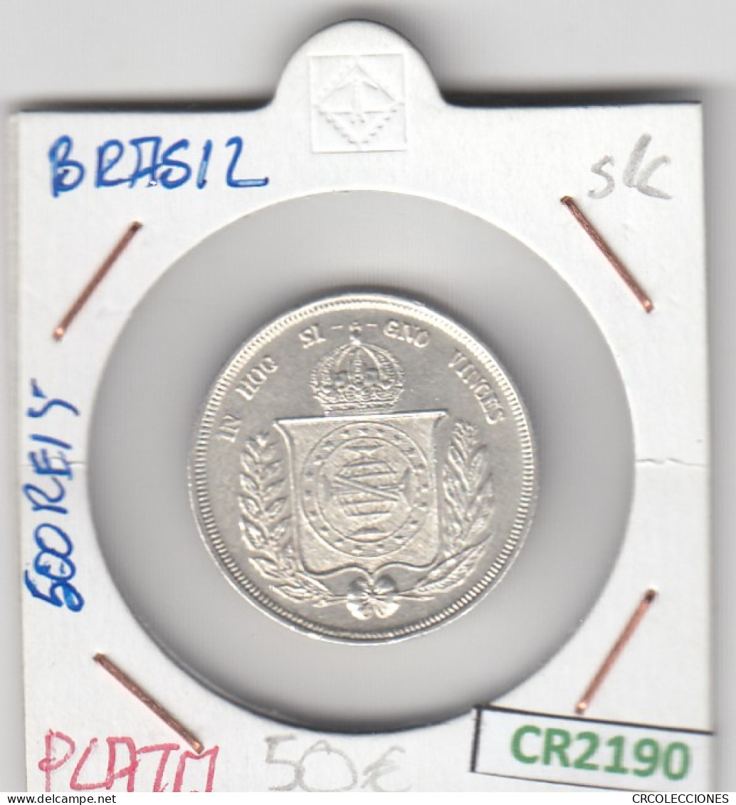 CR2190 MONEDA BRASIL 500 REIS 1859 PLATA - Autres – Amérique