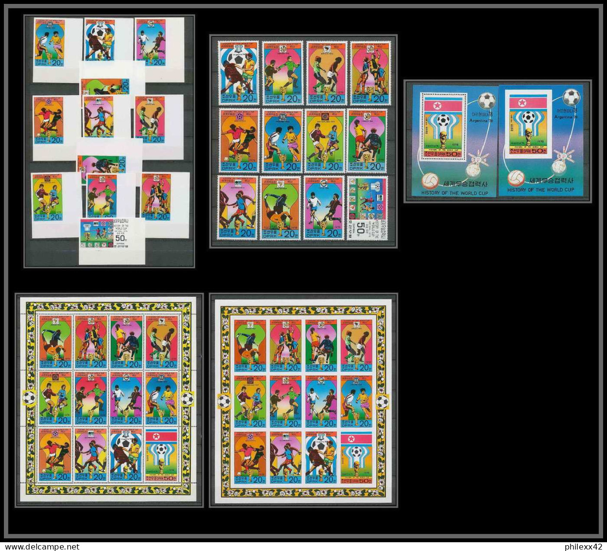 309 Corée (korea) Neuf ** MNH 1733/43 + Bloc 49 Football (Soccer) ARGENTINA 78 Non Dentelé Imperf - 1978 – Argentine