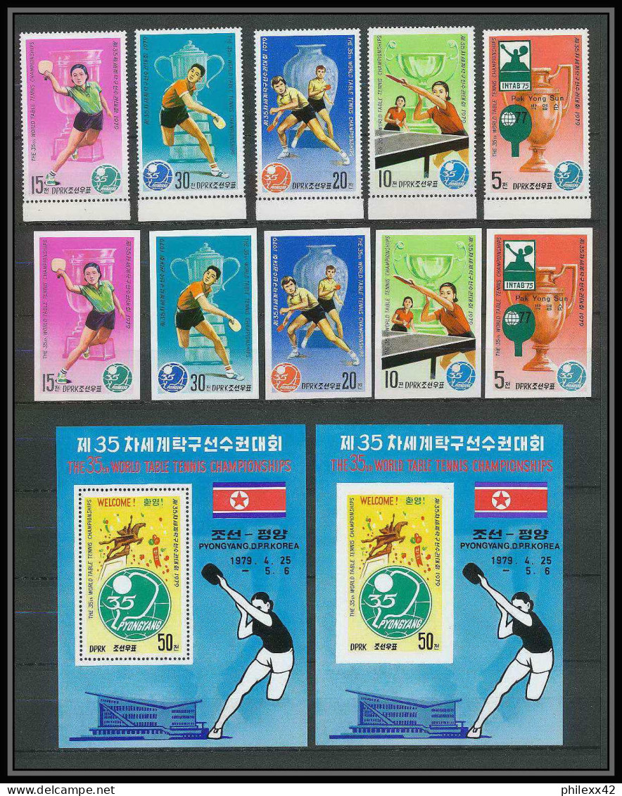 338 Corée (korea) Neuf ** MNH 1828/32 + Bloc Tennis De Table Ping Pong Non Dentelé Imperf - Tennis De Table