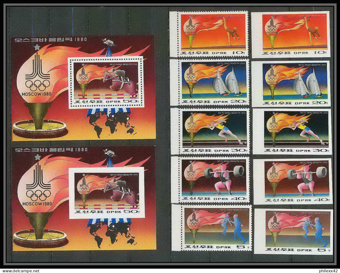 345 Corée (korea) Neuf ** MNH 1860/64 + Bloc 60 Jeux Olympiques (olympic Games MOSCOU 1980 Non Dentelé Imperf - Summer 1980: Moscow