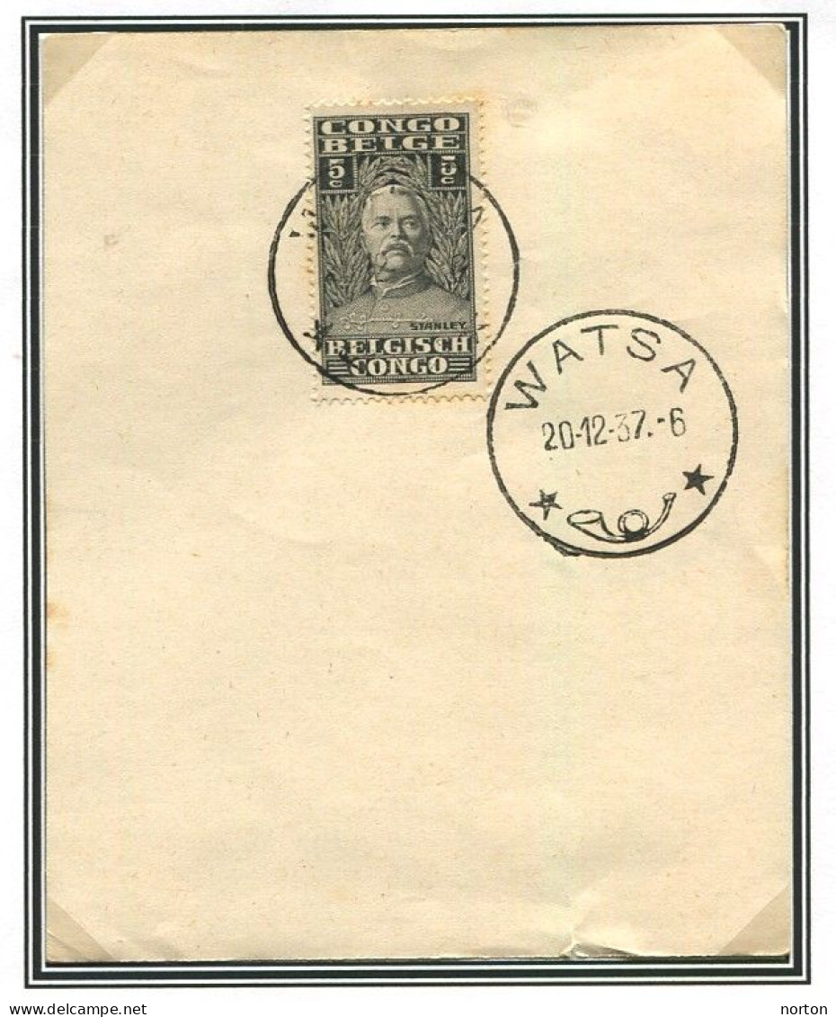 Congo Watsa Oblit. Keach 8C1 Sur C.O.B. 135 Sur Papier Libre Le 20/12/1937 - Brieven En Documenten