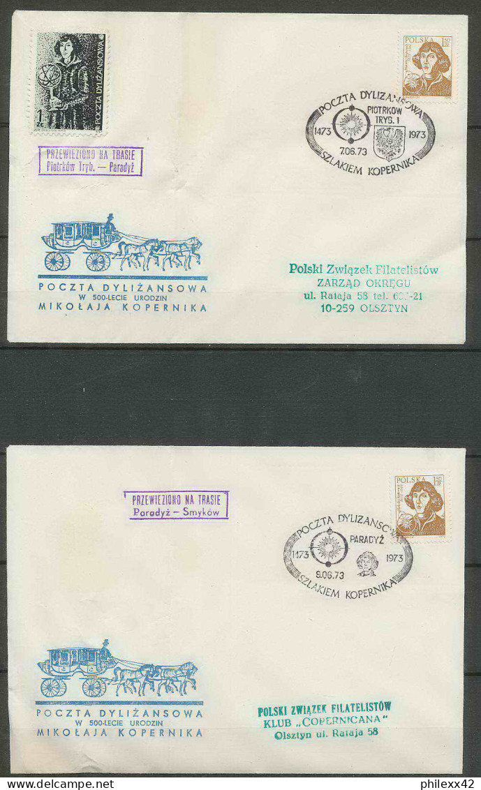 031 Pologne (Poland) 6 Lettre (cover Briefe) 1973 Copernic Copernicus Copernico Espace (space)  - Lettres & Documents