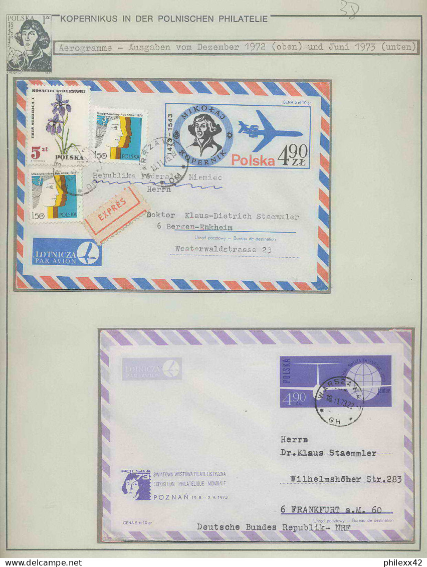 038 Pologne (Poland) 2 Entier Postal Stationery 1972 Oben Unten Copernic Copernicus Copernico Espace (space)  - Brieven En Documenten