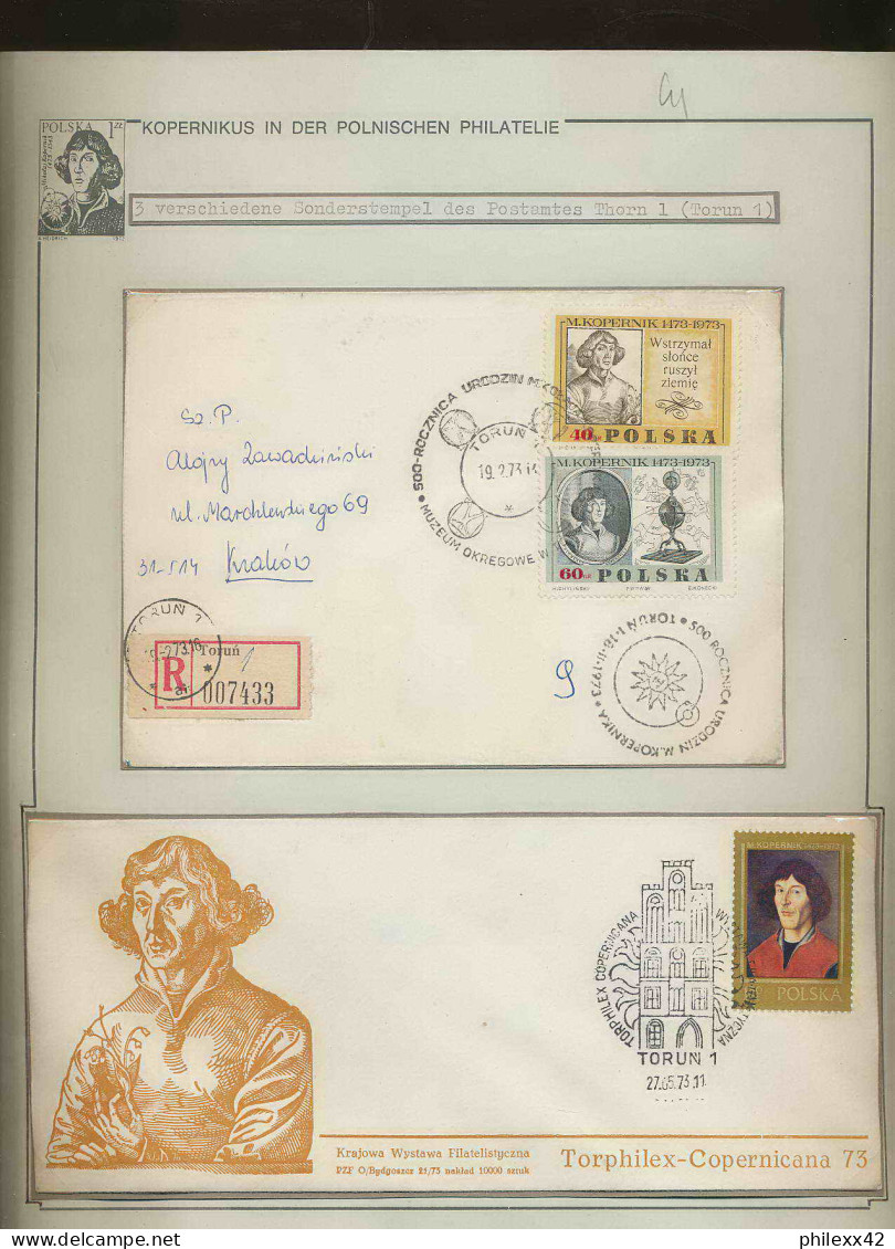 041 Pologne (Poland) 2 Lettre (cover Briefe) 1973 Torun Copernic Copernicus Copernico Espace (space)  - Brieven En Documenten