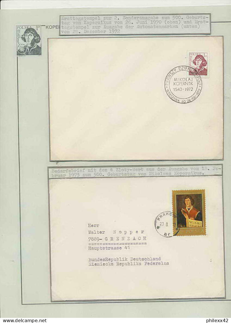 078 Pologne (Poland) 2 Lettre (cover Briefe) 1972/1973 Copernic Copernicus Copernico Espace (space)  - Lettres & Documents