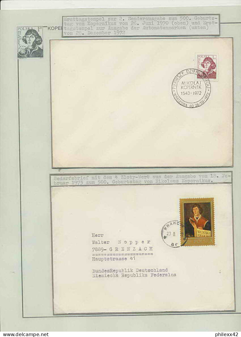 078 Pologne (Poland) 2 Lettre (cover Briefe) 1972/1973 Copernic Copernicus Copernico Espace (space)  - Brieven En Documenten