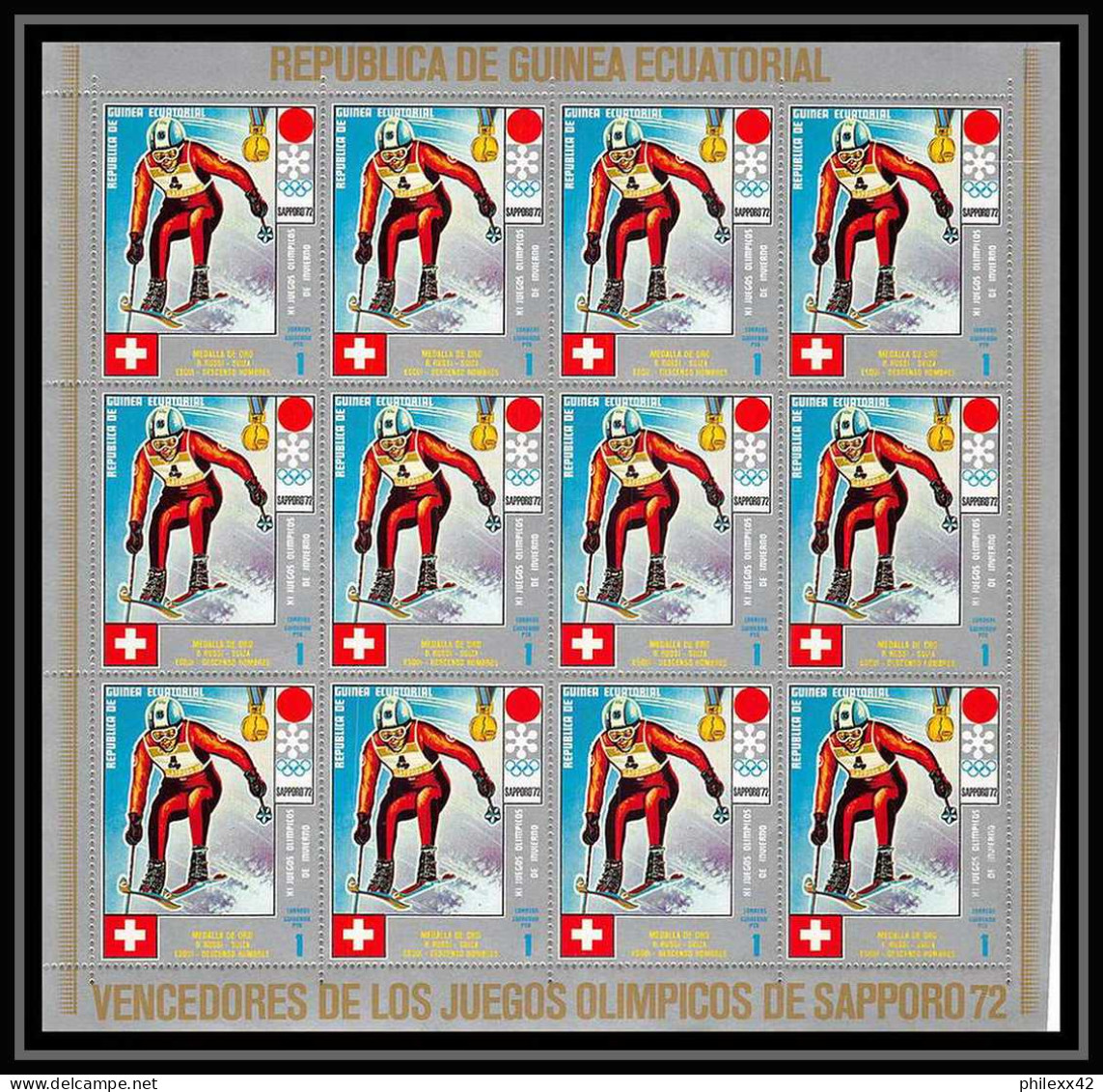 60000 Neuf ** MNH Mi N°66/72 Jeux Olympiques Olympic Games Sapporo 1972 Guinée équatoriale Guinea Feuilles Sheets - Winter 1968: Grenoble