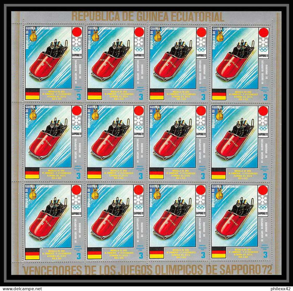 60000 Neuf ** MNH Mi N°66/72 Jeux Olympiques Olympic Games Sapporo 1972 Guinée équatoriale Guinea Feuilles Sheets - Hiver 1968: Grenoble