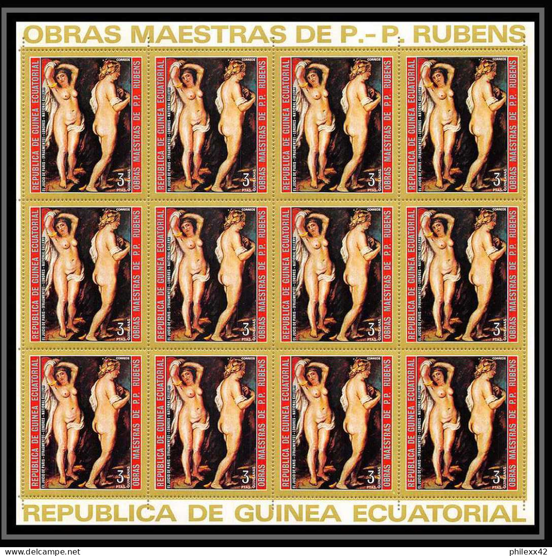 60008 Neuf ** MNH Mi N°285/291 1973 Rubens Tableau (Painting) Nus Nude Guinée équatoriale Guinea Feuilles Sheets - Desnudos